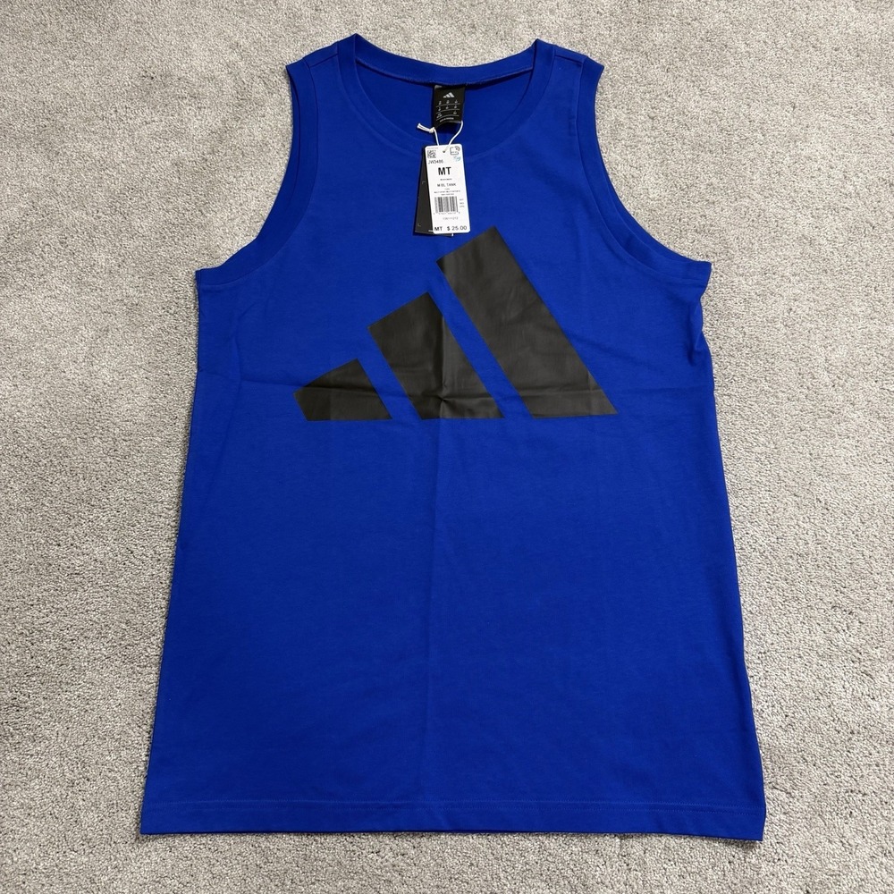 Adidas Tank Top Mens MT Medium Tall Blue Sleeveless Shirt Beach Muscle JW3486